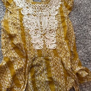 THML Yellow Embellished Sleeveless Blouse